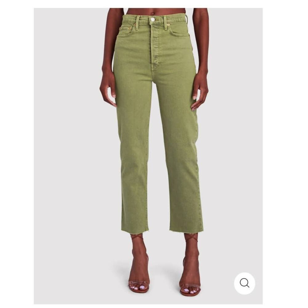 RE/DONE 70's Ultra High Rise Stove Pipe Jeans in Washed Sage Size 28 NWT